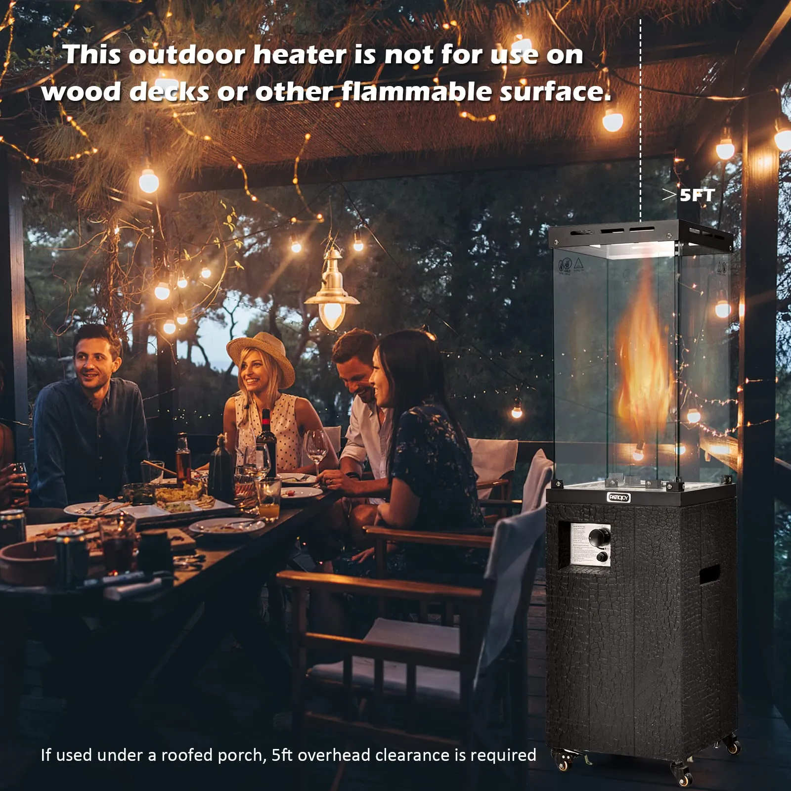 Tangkula 41,000 BTU Propane Patio Heater with Waterproof Cover, Outdoor Heater with Lockable Wheels