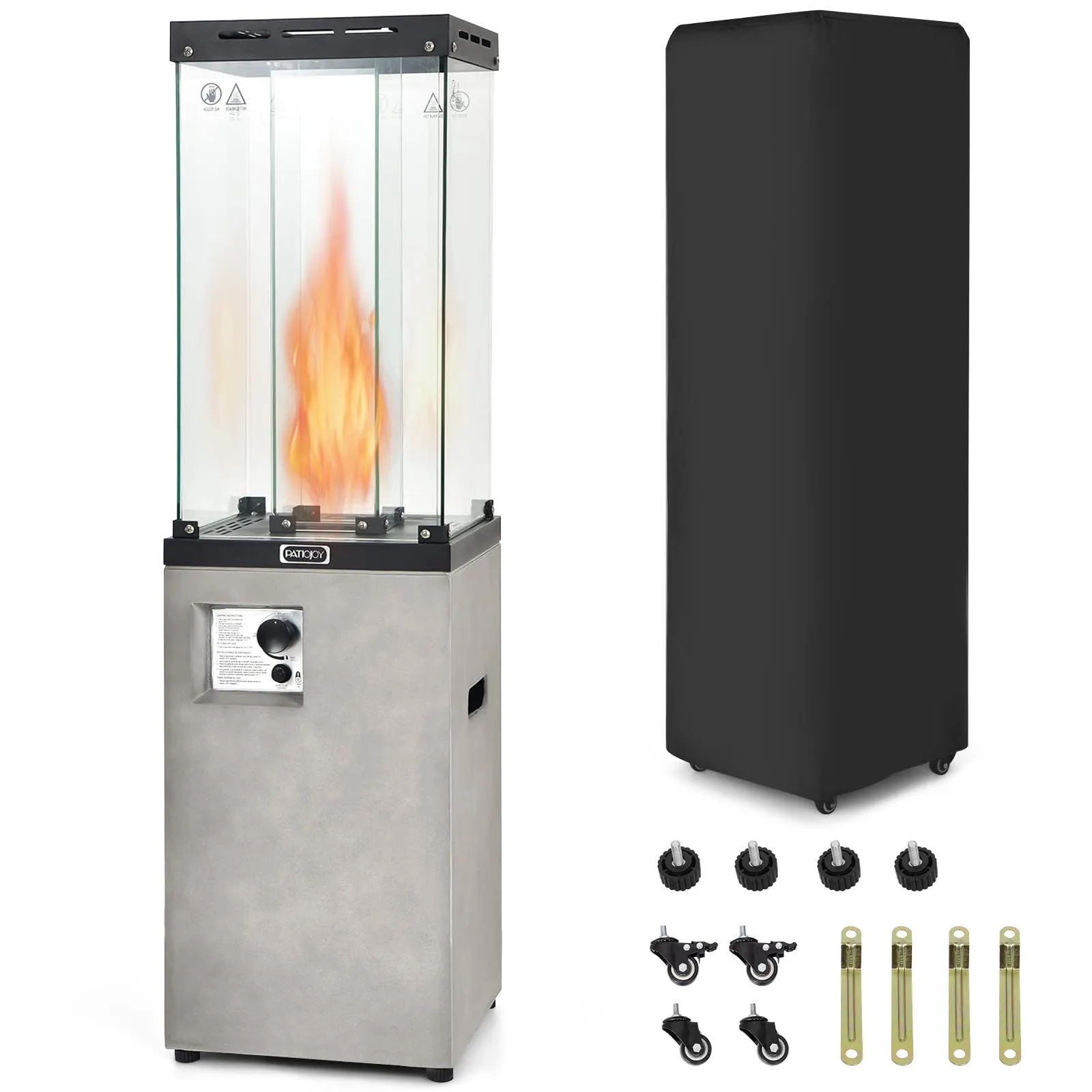 Tangkula 41,000 BTU Propane Patio Heater with Waterproof Cover, Outdoor Heater with Lockable Wheels