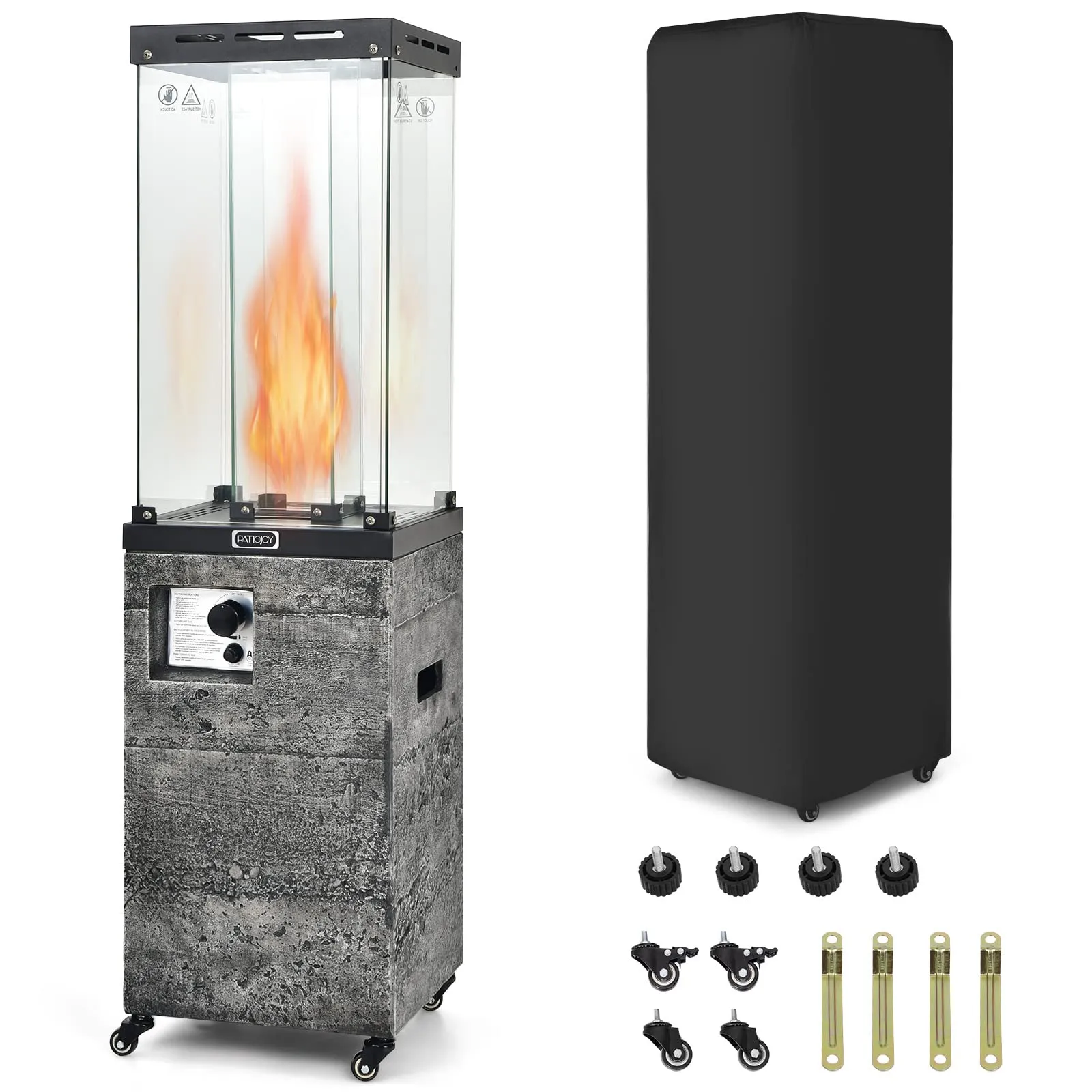 Tangkula 41,000 BTU Propane Patio Heater with Waterproof Cover, Outdoor Heater with Lockable Wheels