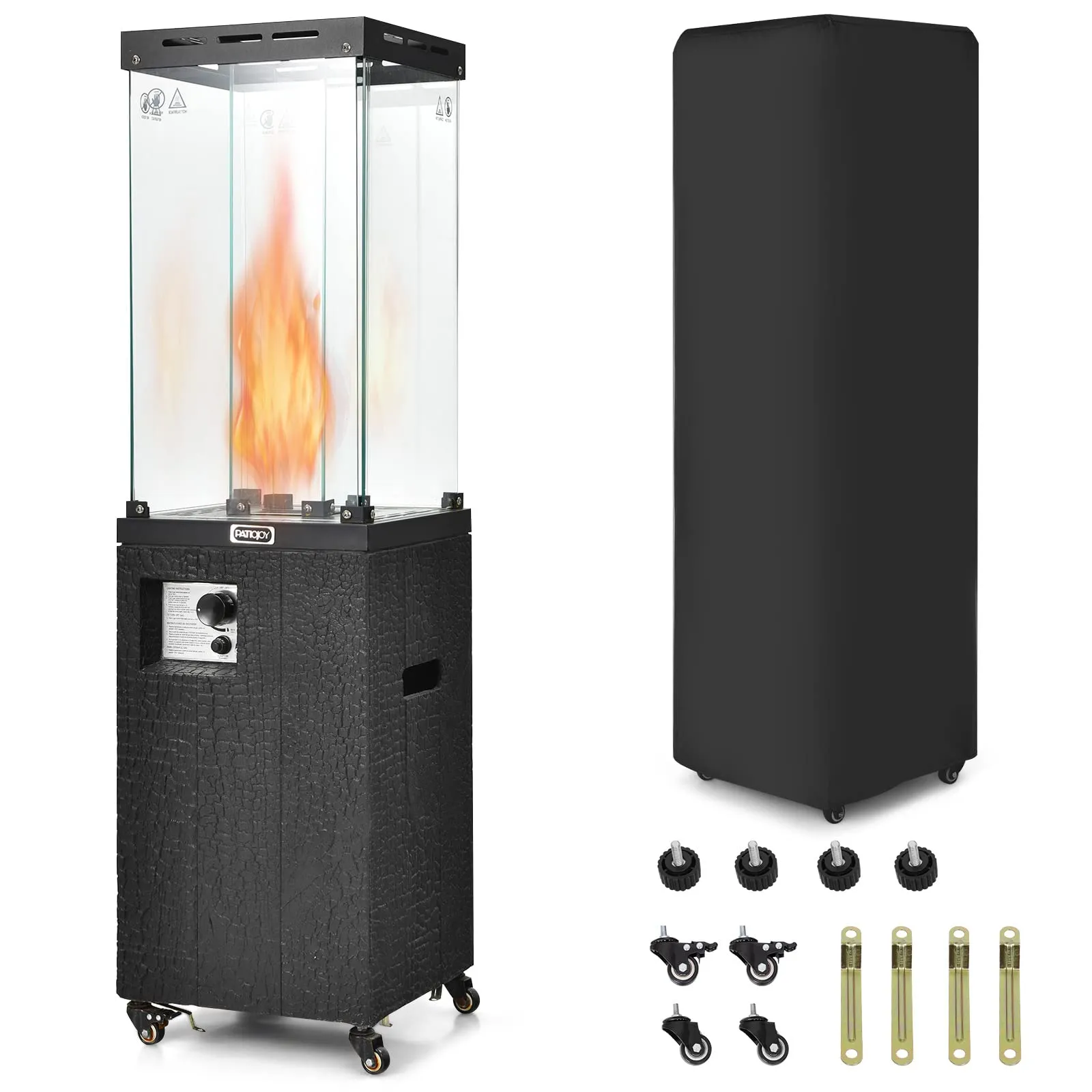 Tangkula 41,000 BTU Propane Patio Heater with Waterproof Cover, Outdoor Heater with Lockable Wheels