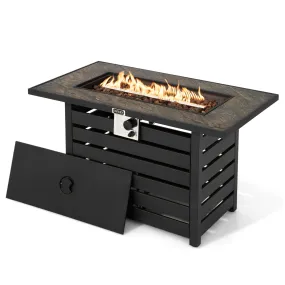 Tangkula 42 Inch Outdoor Gas Fire Pit Table, Patiojoy 50,000 BTU Rectangular Propane Fire Pit