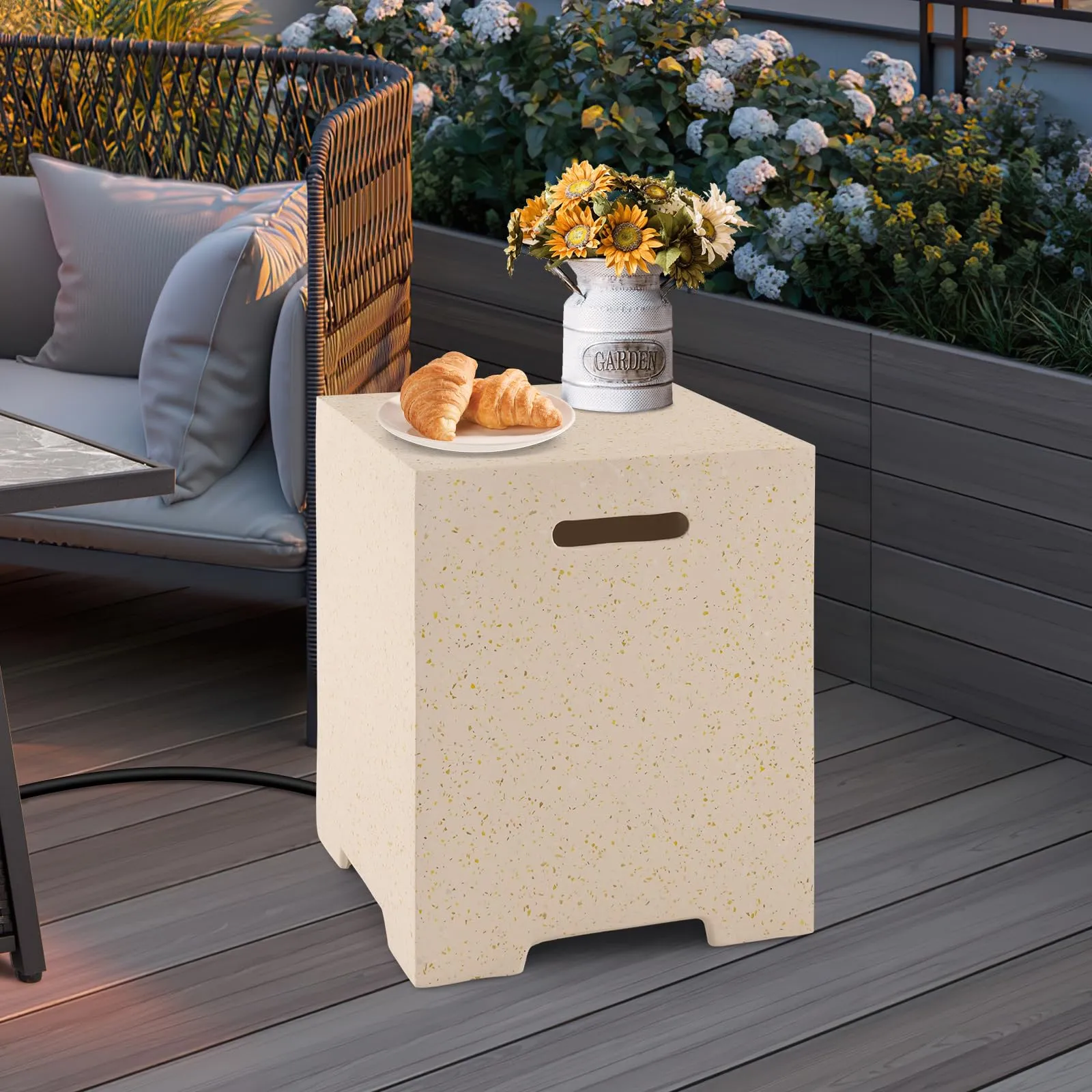 Tangkula Patio Propane Tank Cover Side Table