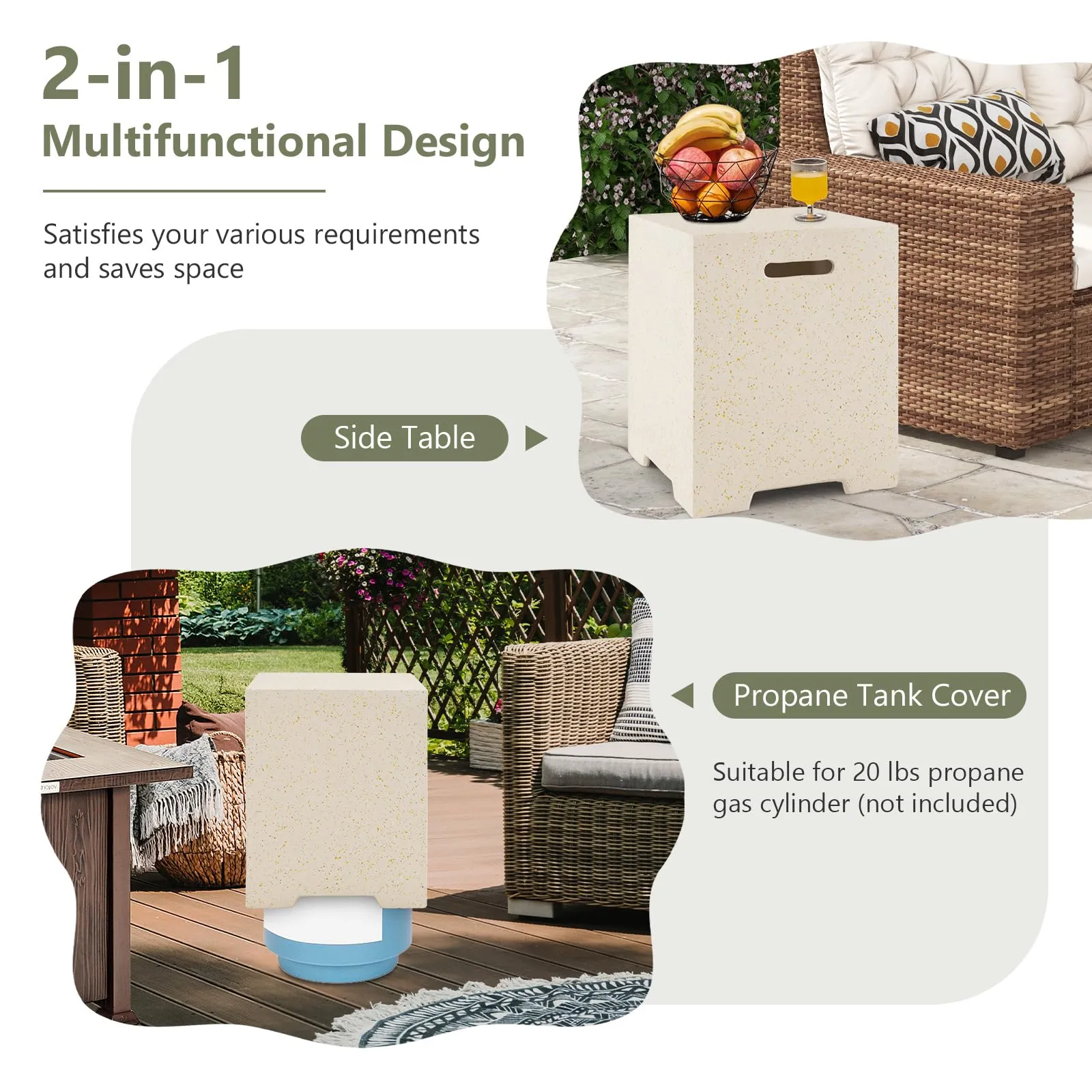 Tangkula Patio Propane Tank Cover Side Table