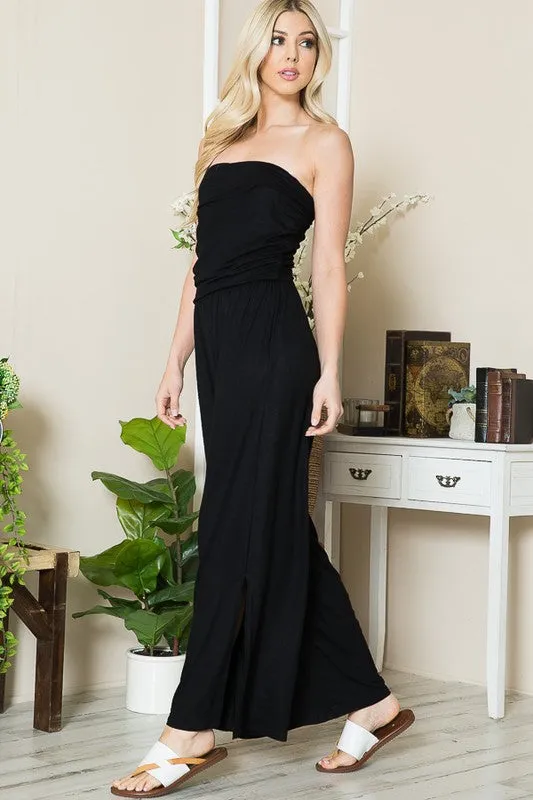 TEEK - Black Wide Leg Side Pocketed Jumpsuit