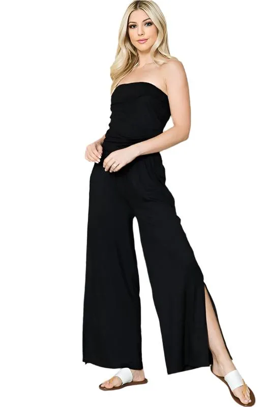 TEEK - Black Wide Leg Side Pocketed Jumpsuit