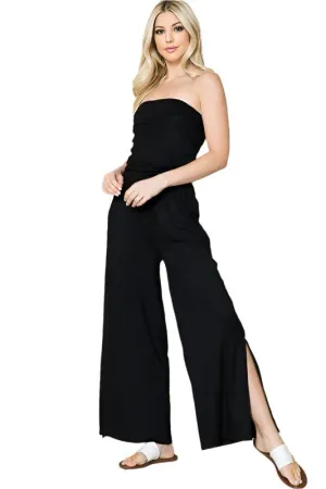 TEEK - Black Wide Leg Side Pocketed Jumpsuit