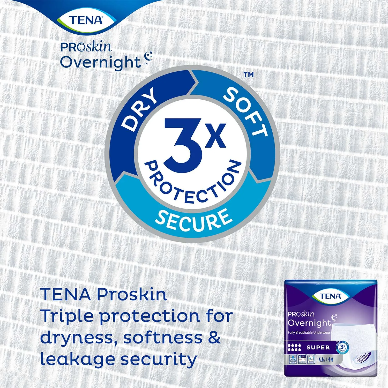 TENA ProSkin Overnight Super Protective Incontinence Underwear 34"- 44", Heavy Absorbency, Unisex, Medium