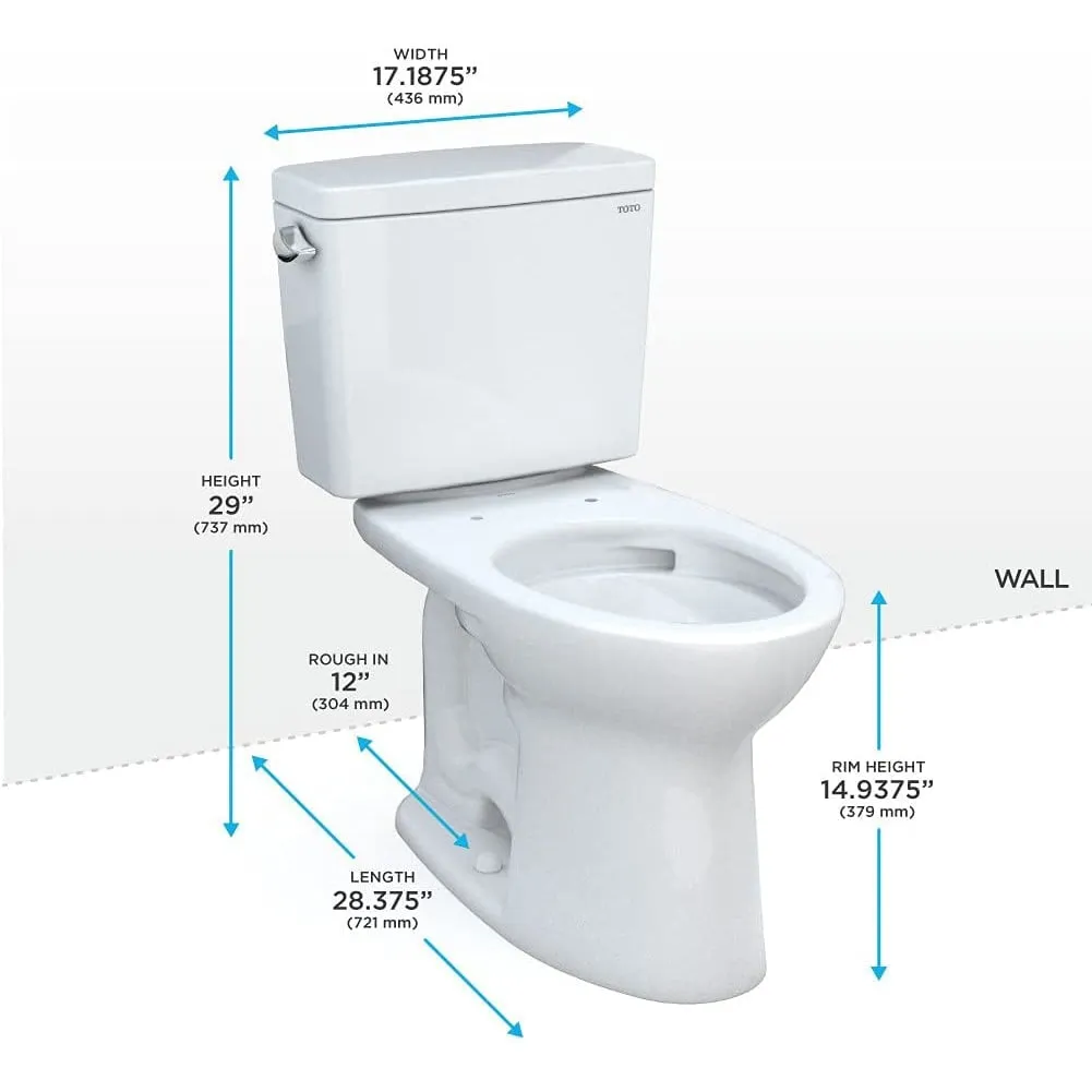 TOTO CST776CSG#01 Drake Two-Piece Elongated Toilet with 1.6 GPF Tornado Flush, Cotton White