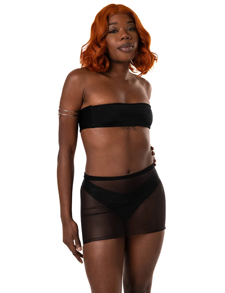 TREATS MINI SKIRT - JET BLACK MESH