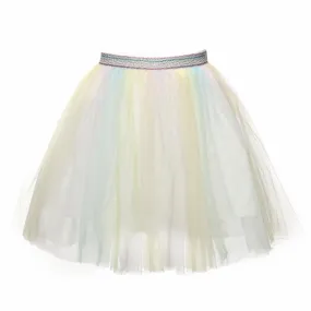 Tropical Elastic Waist Ombre Tulle Middi Skirt