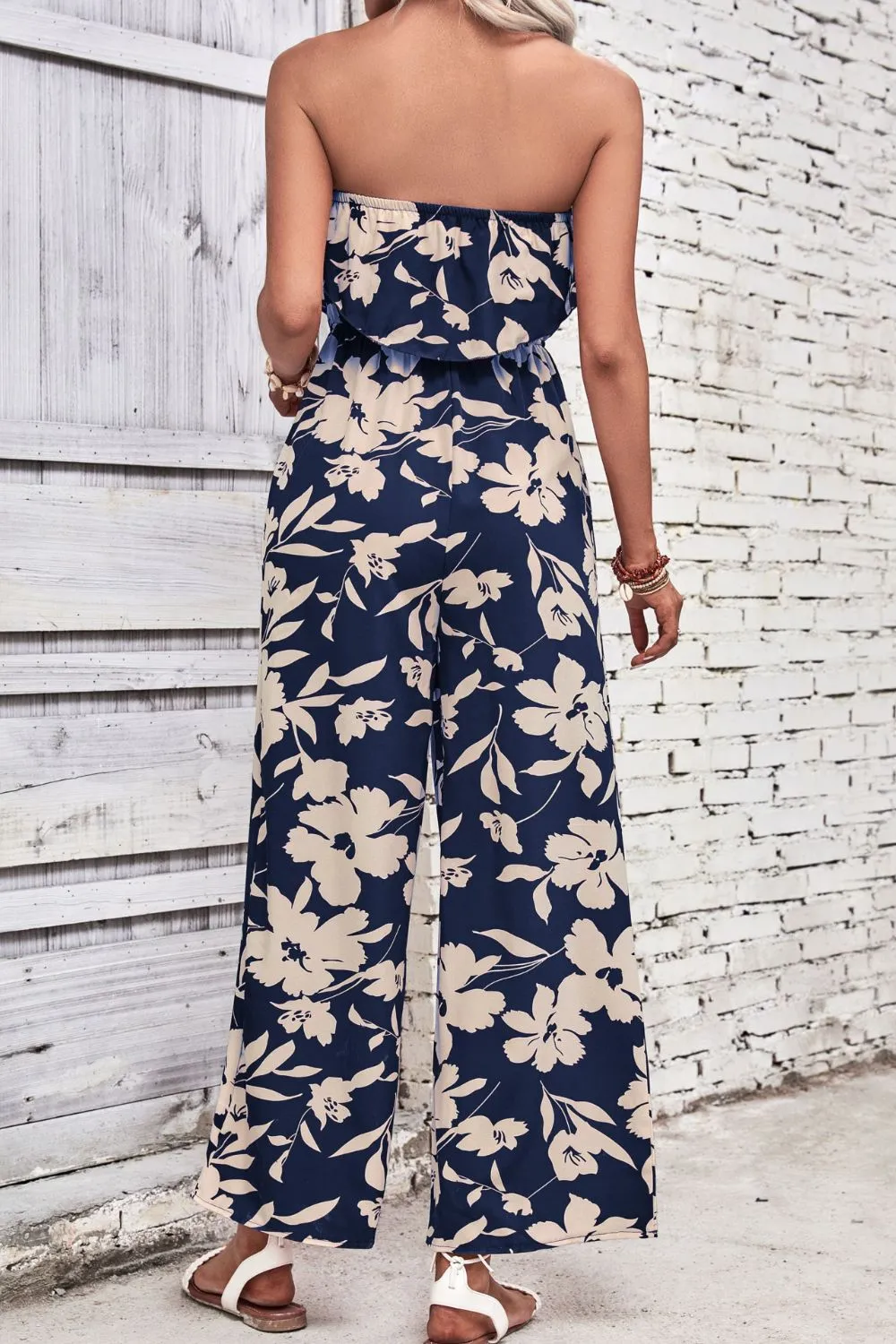 Tropical Floral Hawaiian Wide Leg Jumpsuit