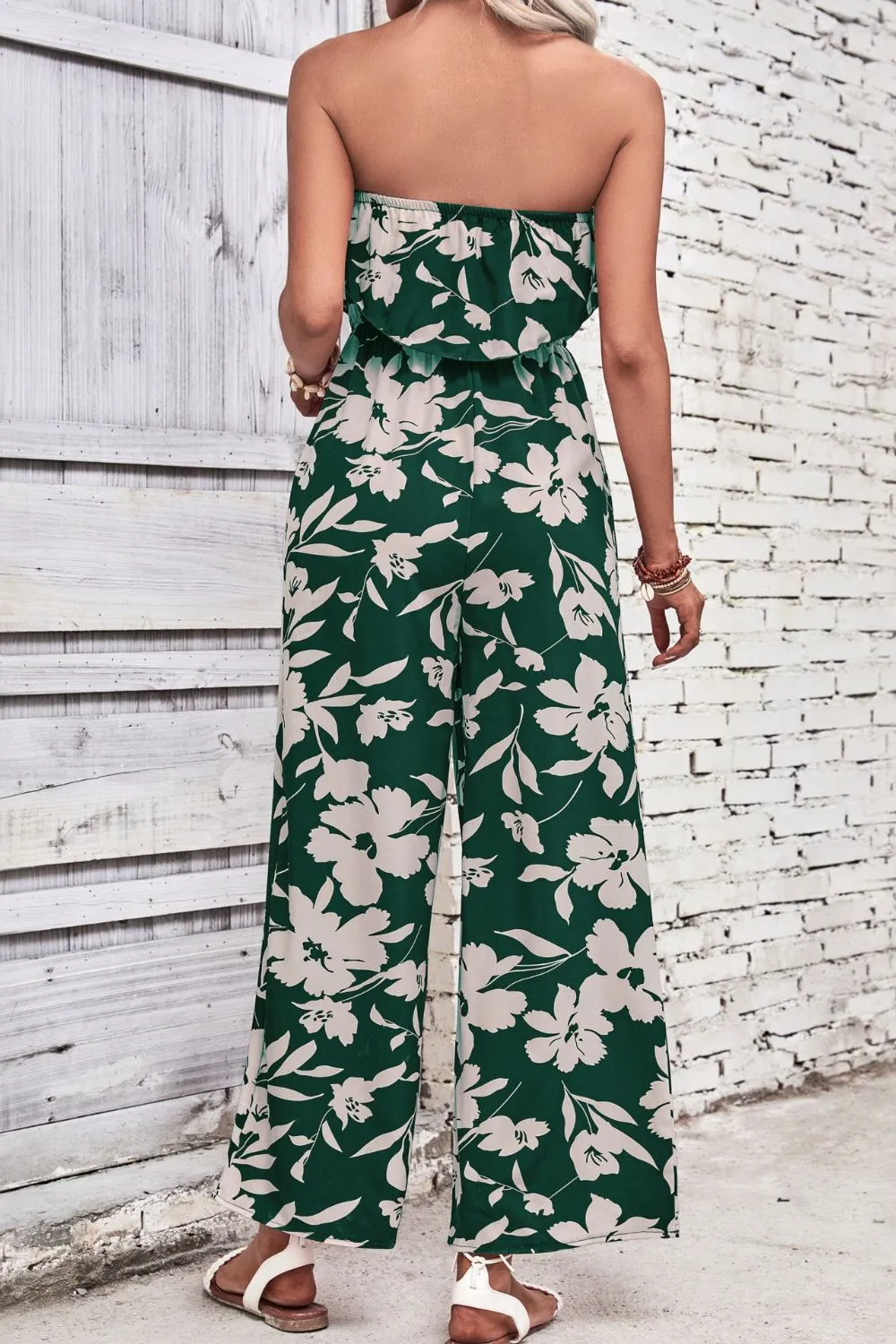 Tropical Floral Hawaiian Wide Leg Jumpsuit