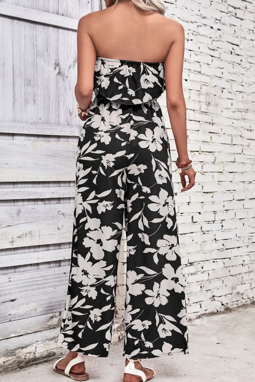 Tropical Floral Hawaiian Wide Leg Jumpsuit