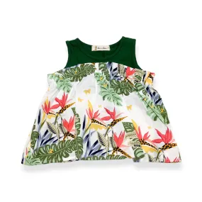 Tropical Print Sleeveless Blouse