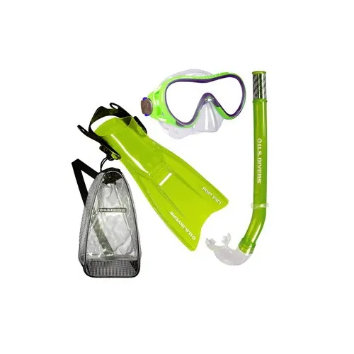 U.S. Divers Coral Mask - Tonga Snorkel - Rip Fins - Gear Bag Set Snorkeling