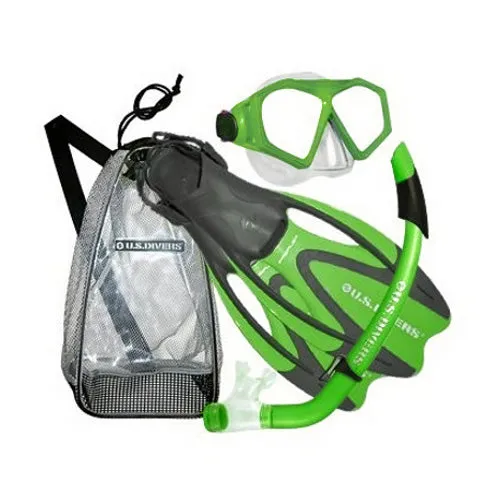 U.S. Divers Molokai Mask  - Seabreeze JR  Snorkel - Proflex JR Fins - Gear Bag Set Snorkeling