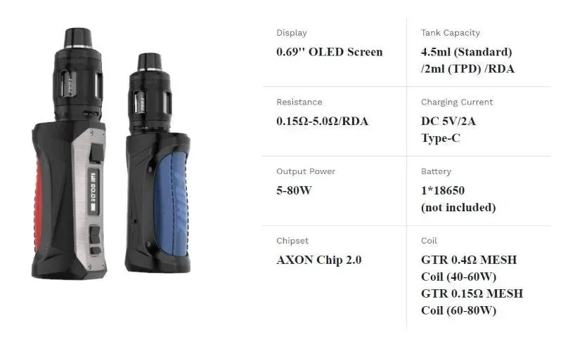 Vaporesso Forz TX80 Vape Kit - FREE 18650 Battery