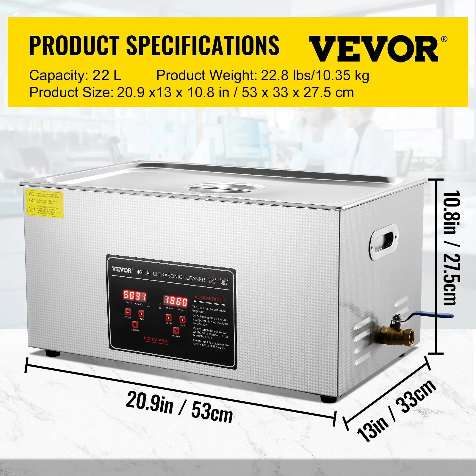 VEVOR 2L 3L 6L 10L 22L 30L Ultrasonic Cleaner Stainless Steel Portable Heated Cleaning Washing Machine Ultrasound Home Appliance