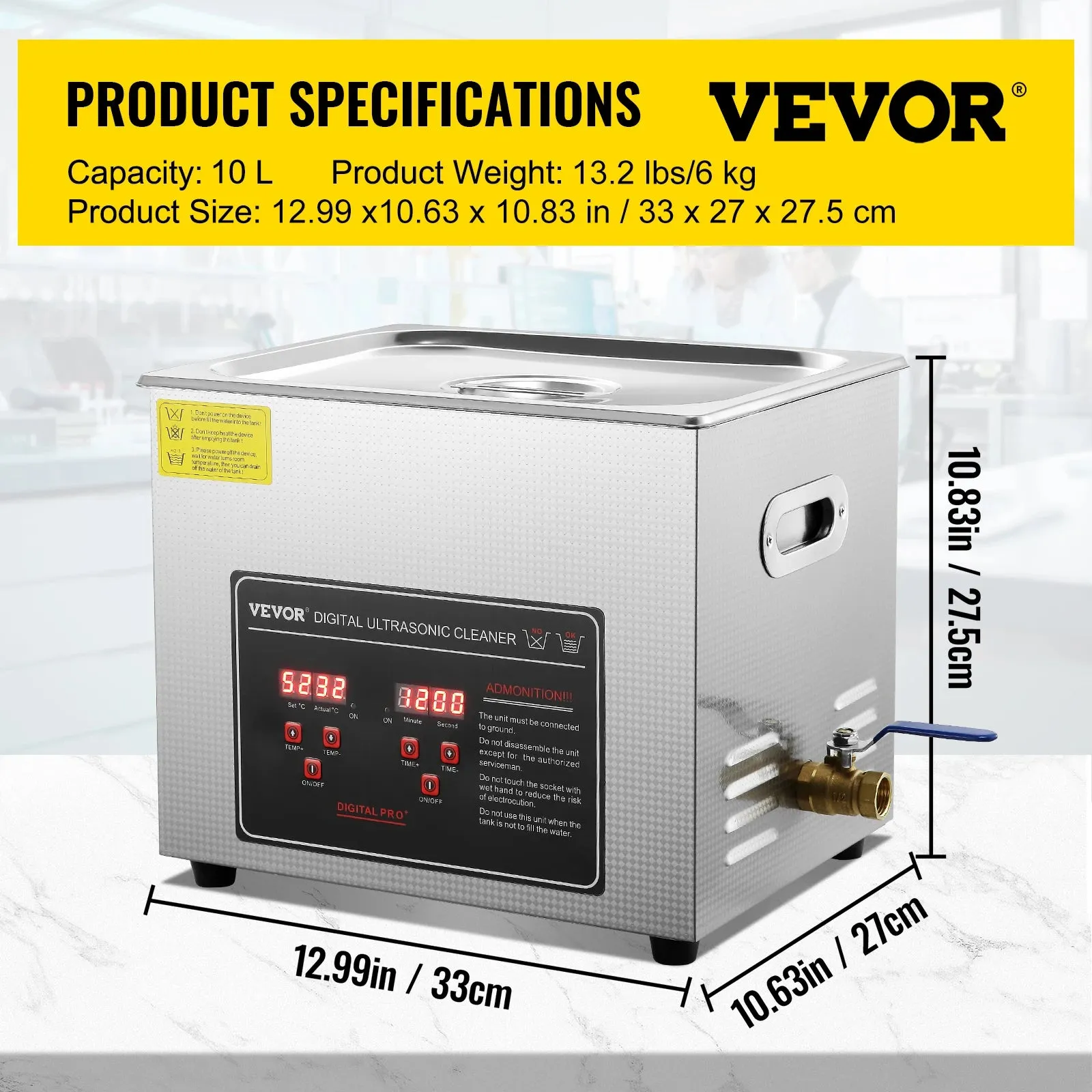 VEVOR 2L 3L 6L 10L 22L 30L Ultrasonic Cleaner Stainless Steel Portable Heated Cleaning Washing Machine Ultrasound Home Appliance