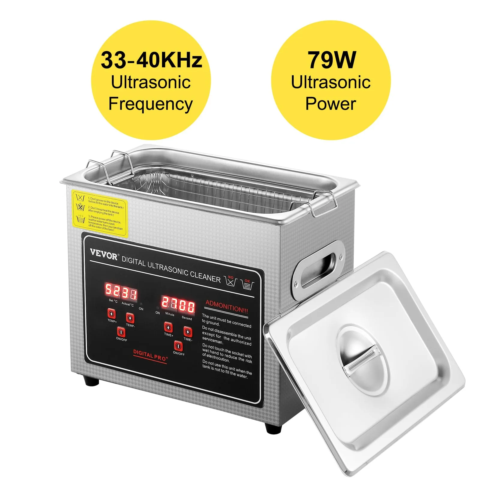 VEVOR 2L 3L 6L 10L 22L 30L Ultrasonic Cleaner Stainless Steel Portable Heated Cleaning Washing Machine Ultrasound Home Appliance