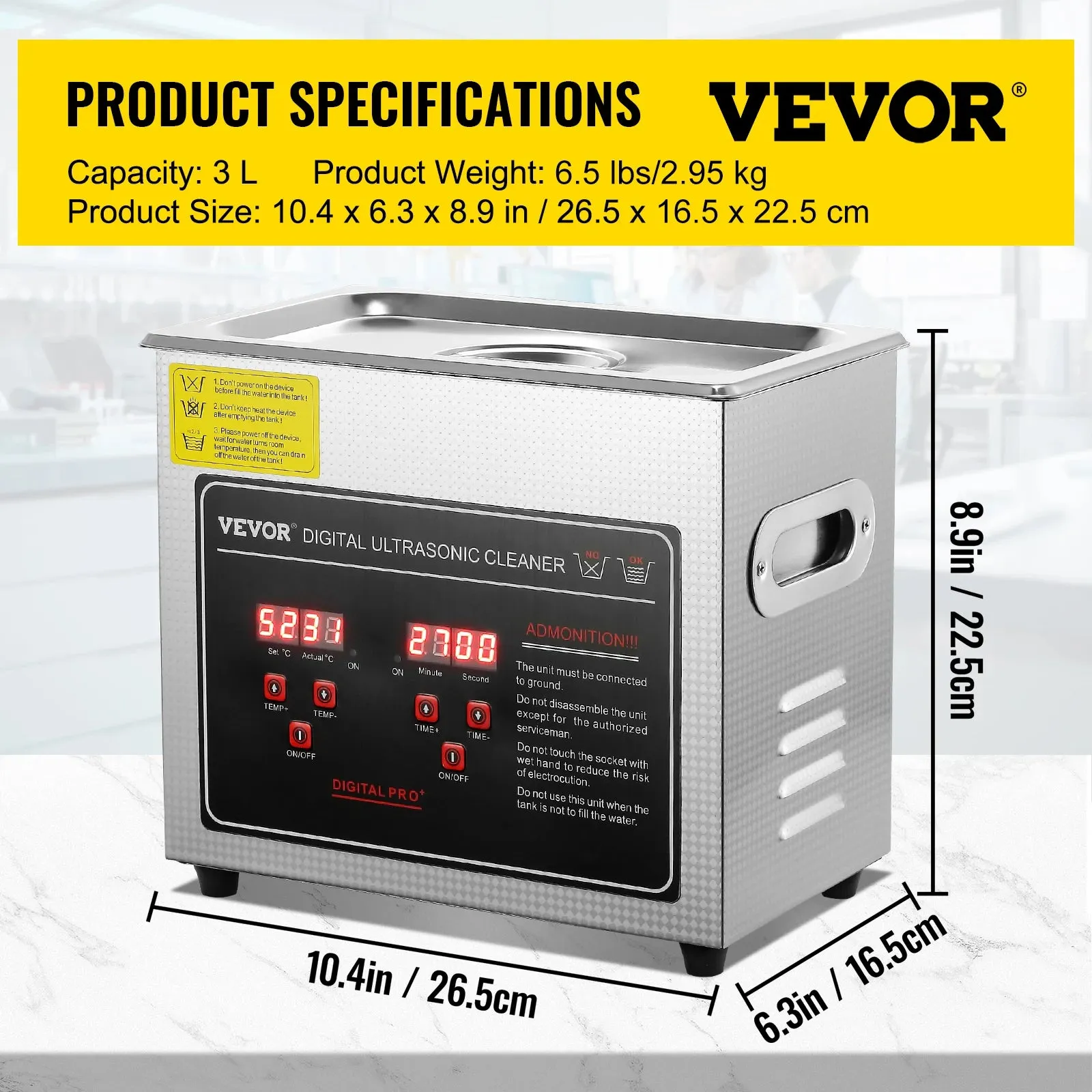 VEVOR 2L 3L 6L 10L 22L 30L Ultrasonic Cleaner Stainless Steel Portable Heated Cleaning Washing Machine Ultrasound Home Appliance