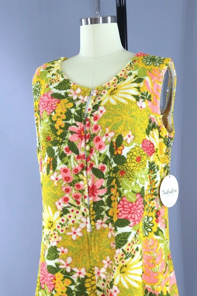 Vintage Yellow Floral Terry Romper