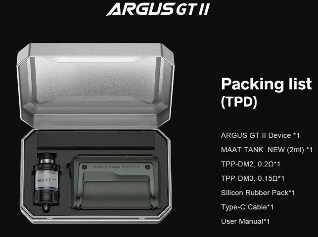 Voopoo Argus GT II Vape Kit - 2 FREE 18650 Batteries