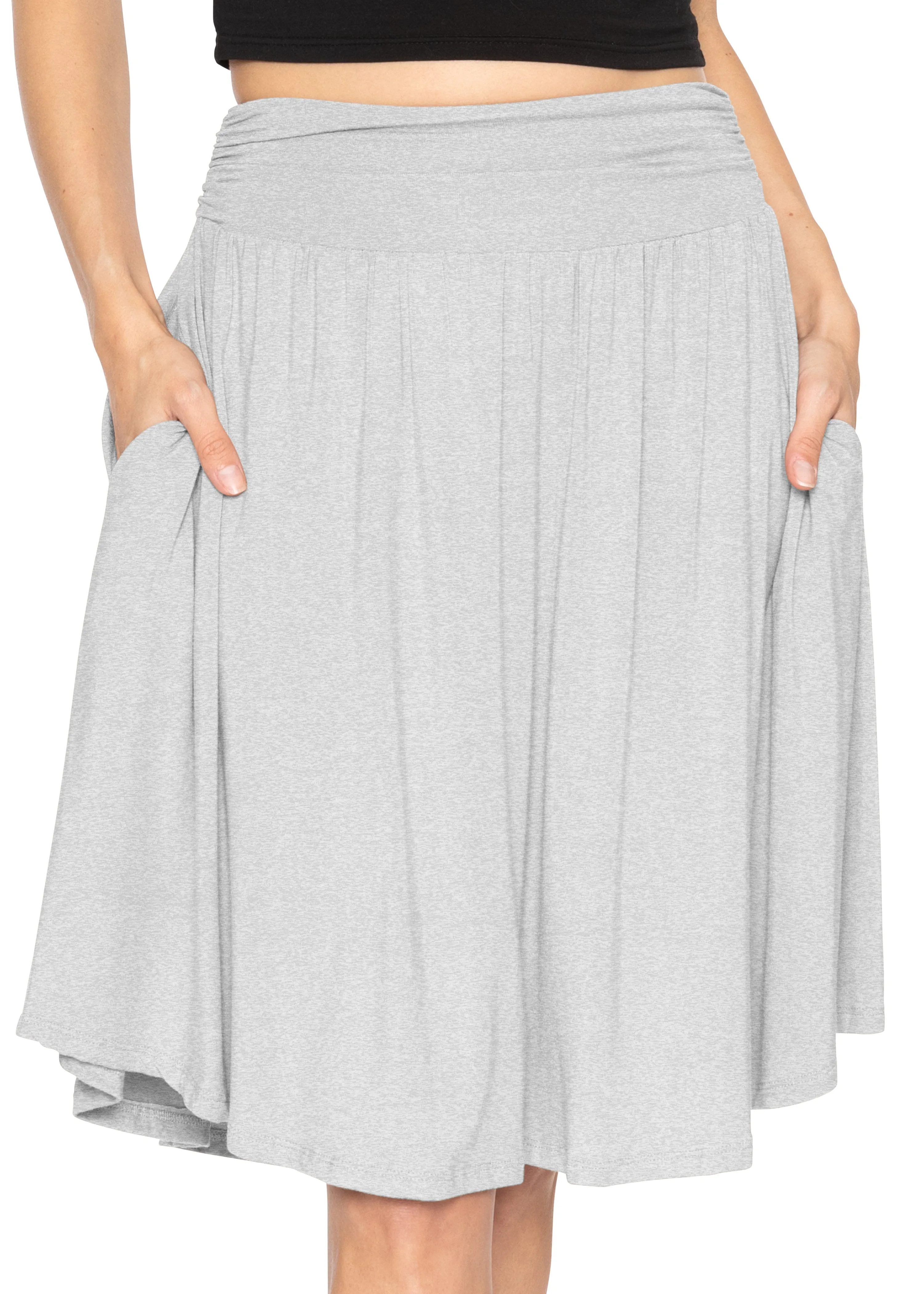 Women's and Plus Size Scoop Hem Flare Pocket Skirt