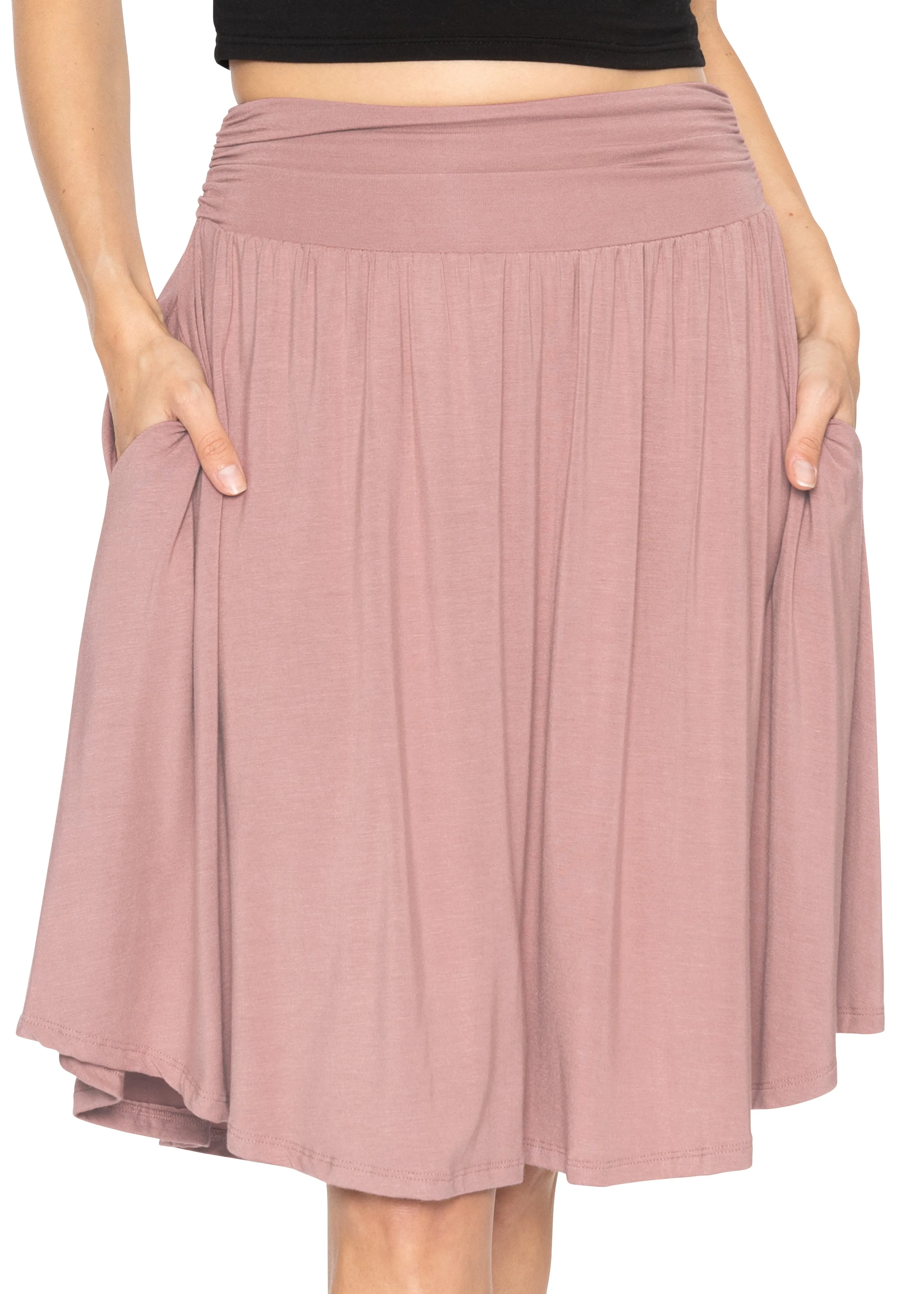 Women's and Plus Size Scoop Hem Flare Pocket Skirt