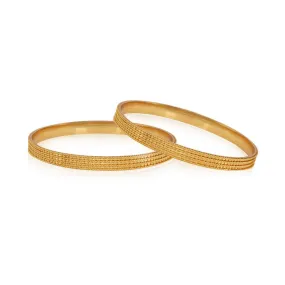 Yellow Chimes Bangles for Women 2 PCS Delicate Plain Antique Gold Plated Traditional Bangles for Women and Girls.