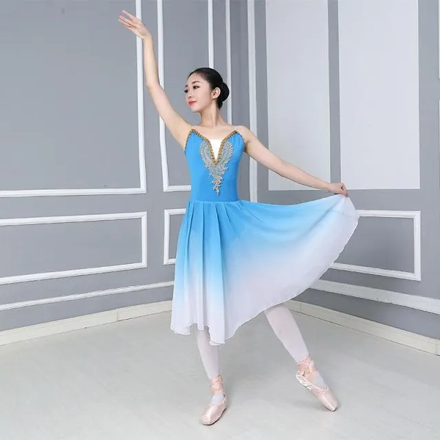 Young Ladies Practice Modern Dance Costume Chiffon Ballet Dress