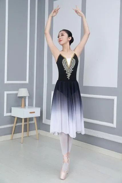 Young Ladies Practice Modern Dance Costume Chiffon Ballet Dress