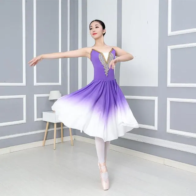 Young Ladies Practice Modern Dance Costume Chiffon Ballet Dress